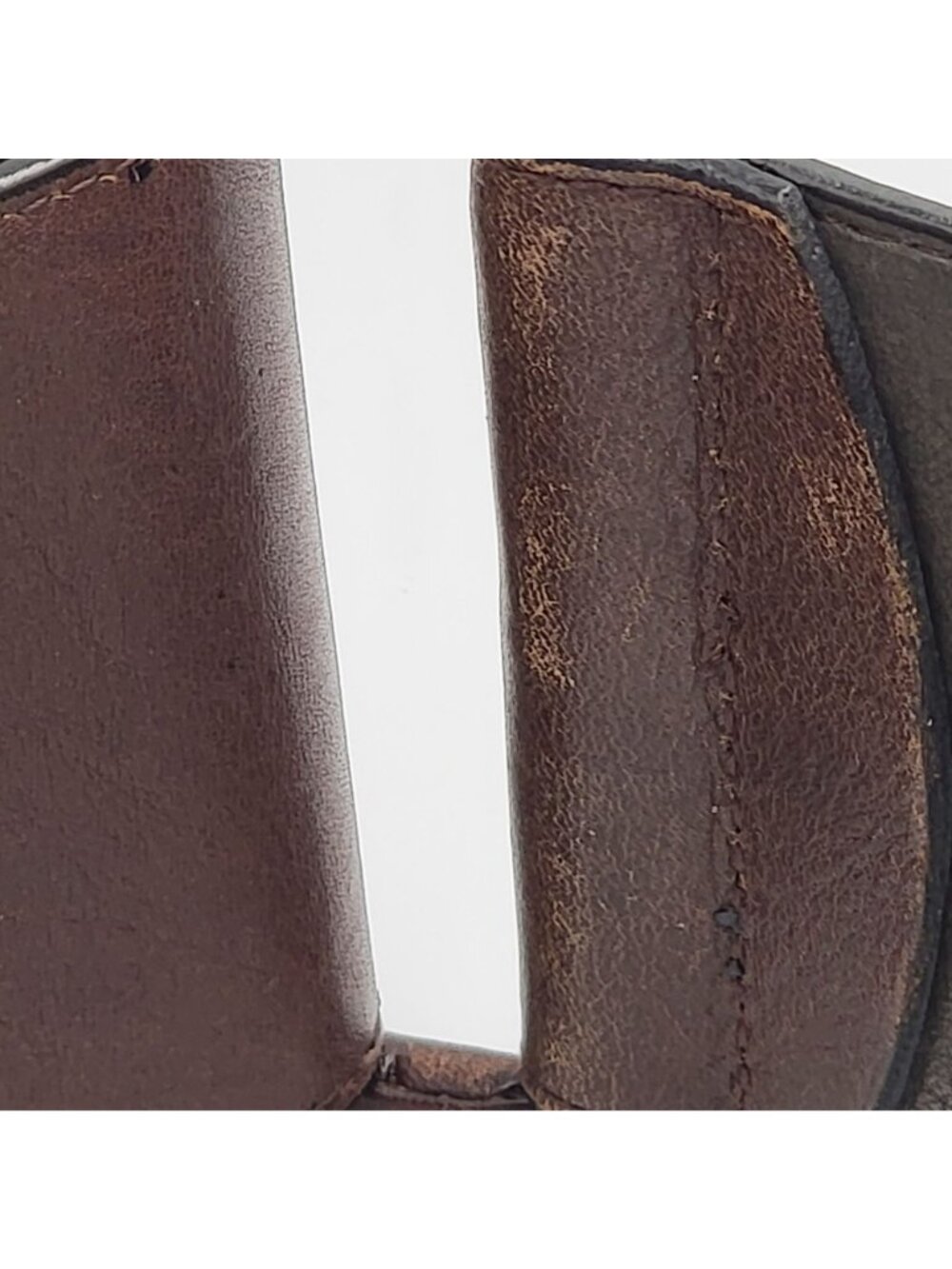Vintage Wide Brown Leather Belt With Brass Accents Adjustable Design Made In Chi - Picture 8 of 12